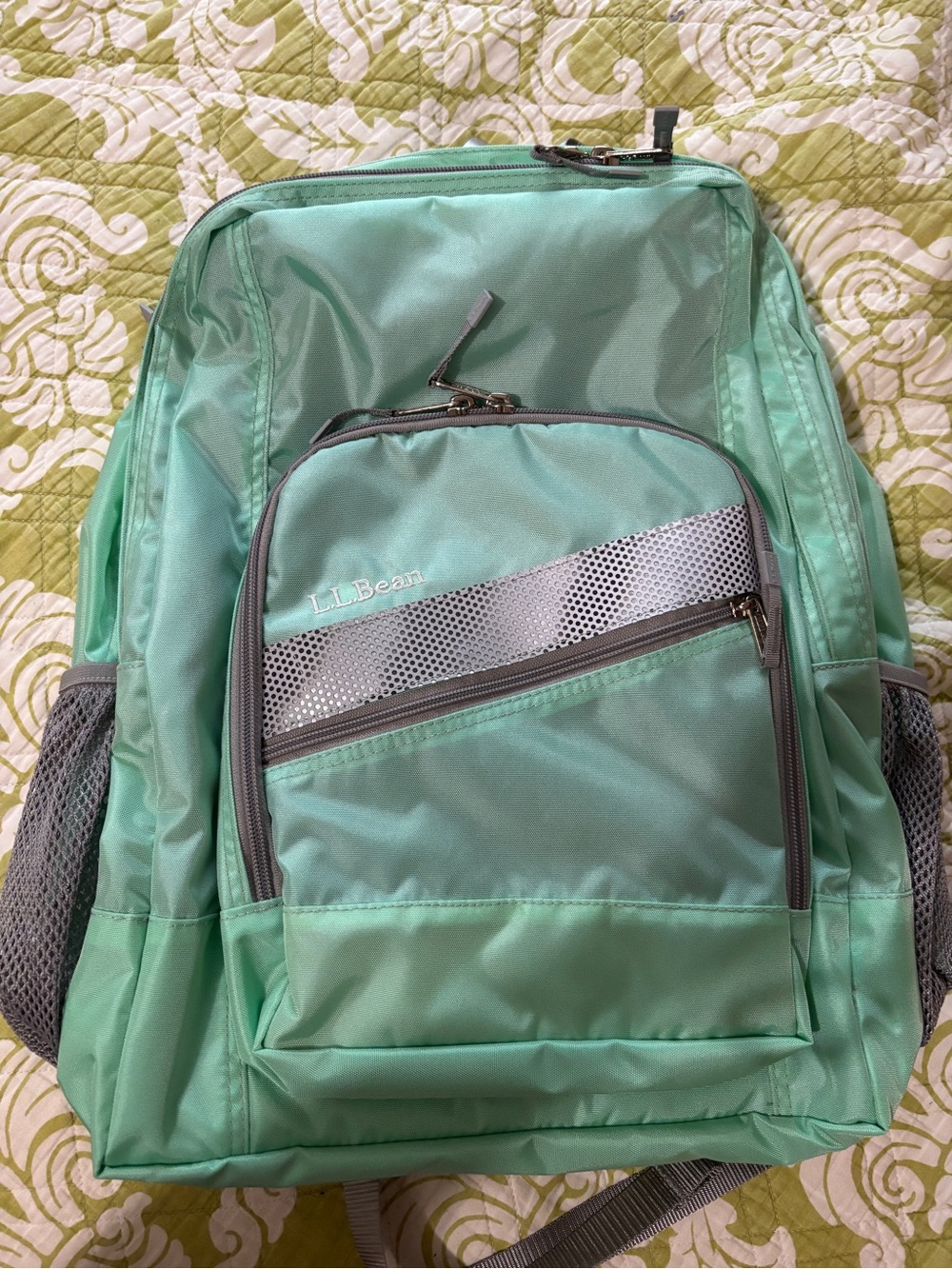 L.L. Bean Deluxe 37L Mint Green Water ProofLightweight Reflect Backpack NWT